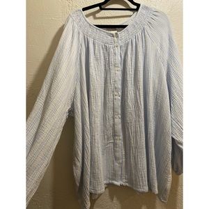 Ava & Viv button down blue and white striped shirt 4X